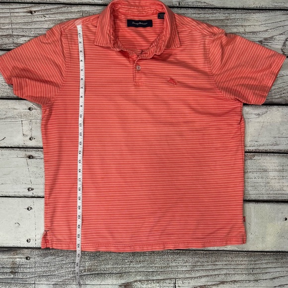 Tommy Bahama Pima Cotton Coral Striped Polo Shirt Men’s Medium - Picture 5 of 11